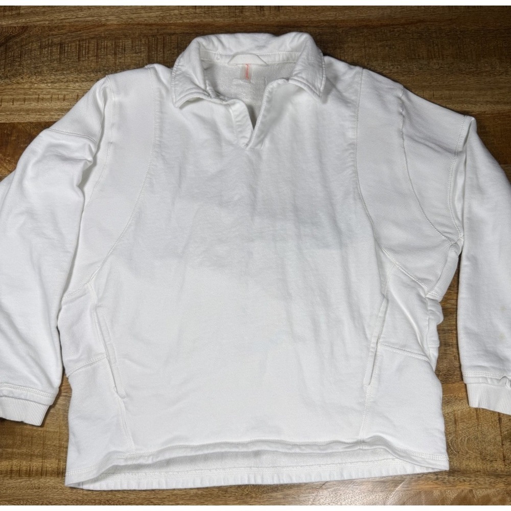 Free People Movement Womens‎ Small White Collared Pullover Sweatshirt Oversize
